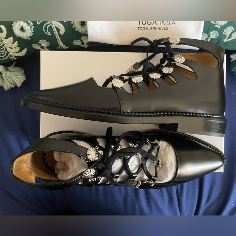 Toga Pulla NIB! Ssense Collab “ Pollido” ballet lace up oxfords size 39.5= 8.5